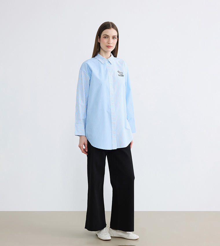 Striped Long Sleeves Oversized Shirt