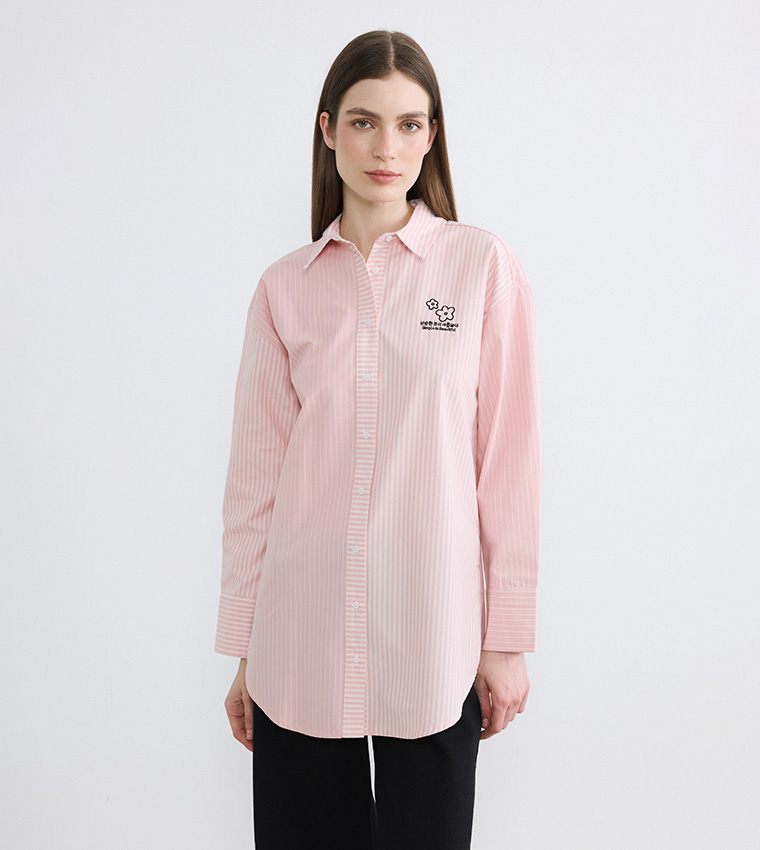 Striped Long Sleeves Oversized Shirt