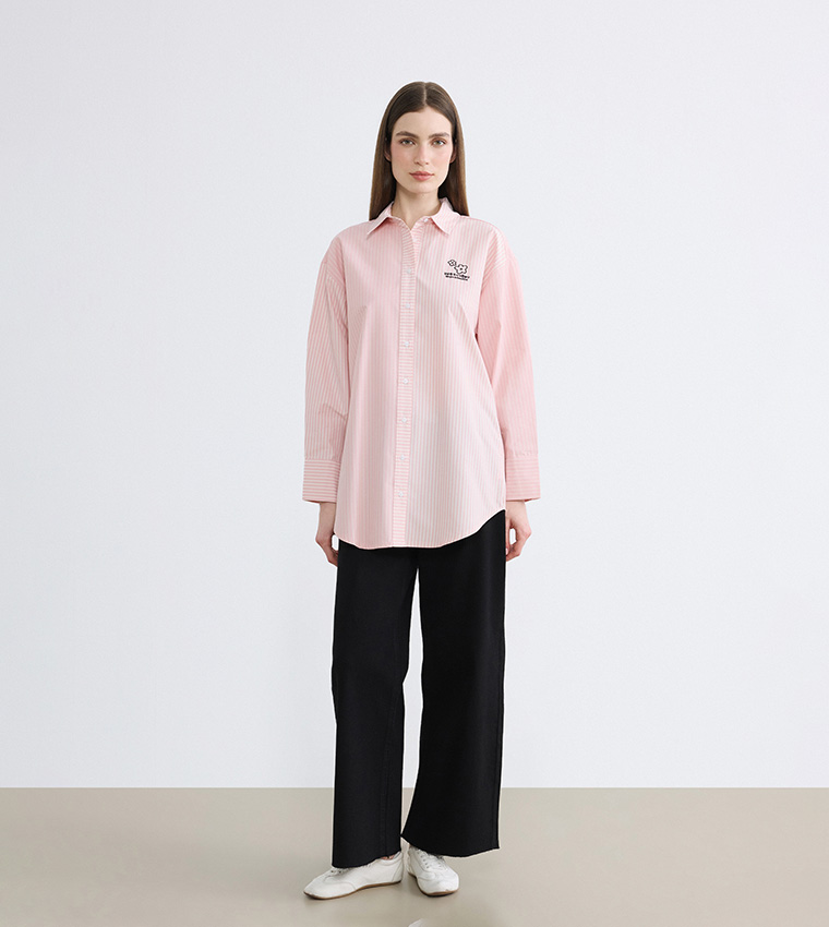 Striped Long Sleeves Oversized Shirt