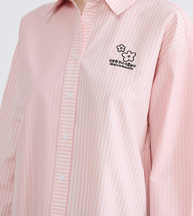 Striped Long Sleeves Oversized Shirt