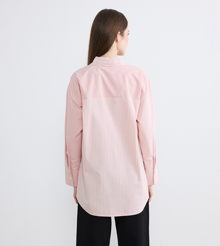 Striped Long Sleeves Oversized Shirt