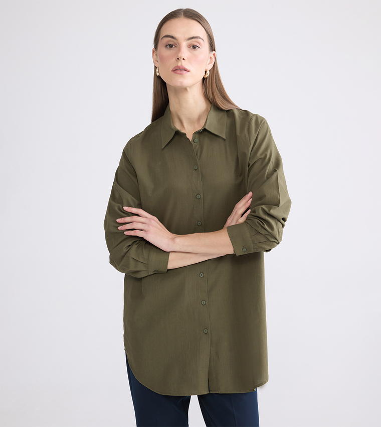 تونيك قميص سادة بقصة عادية