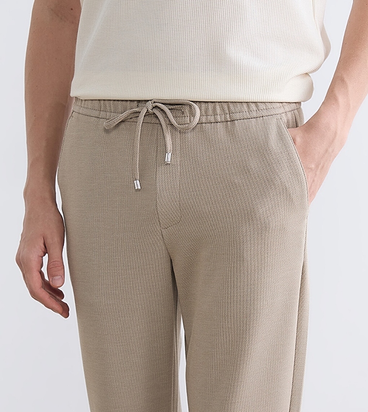 Textured Drawstring Waist Trousers