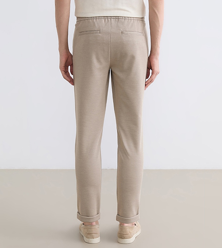 Textured Drawstring Waist Trousers