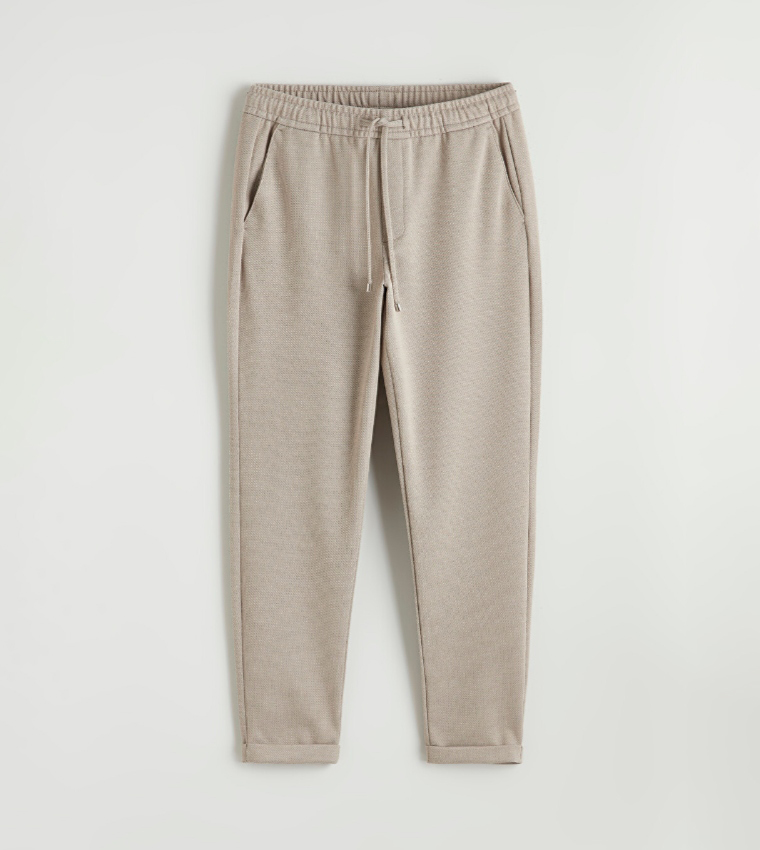 Textured Drawstring Waist Trousers