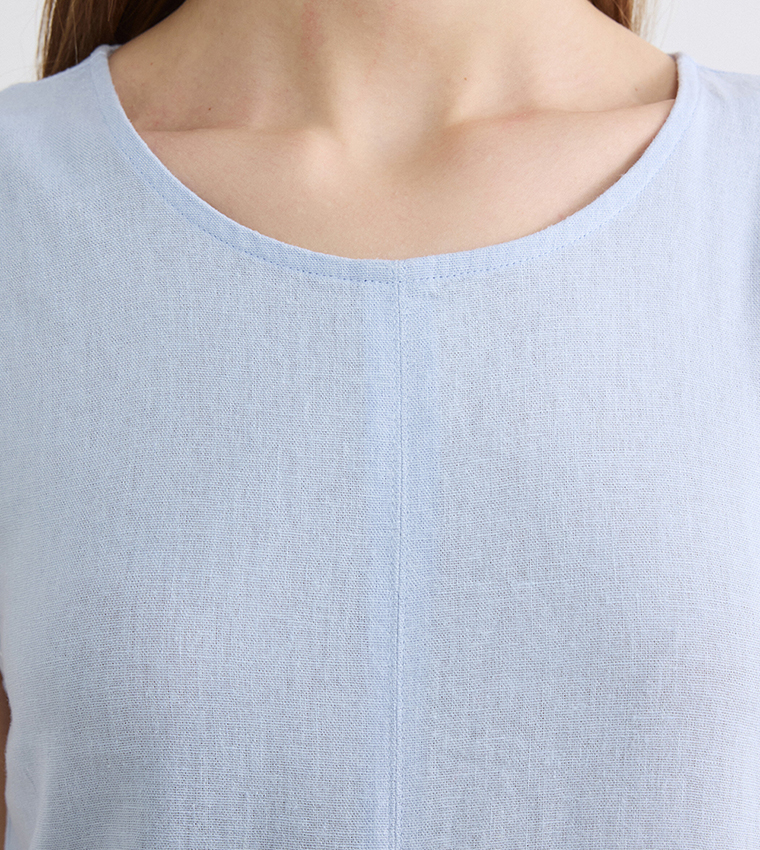Seam Detail Sleeveless Crew Neck Maxi Dress