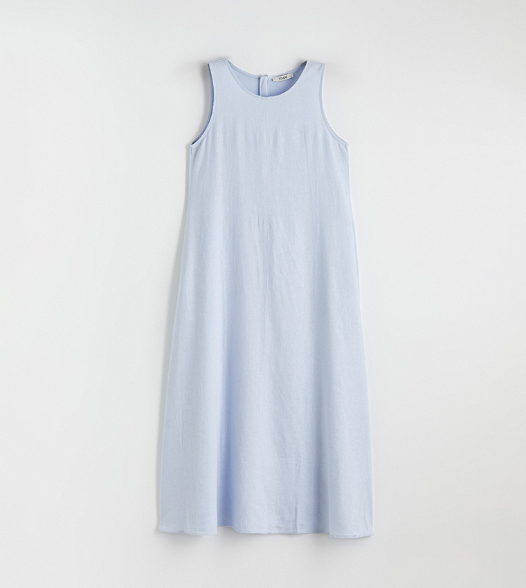 Seam Detail Sleeveless Crew Neck Maxi Dress