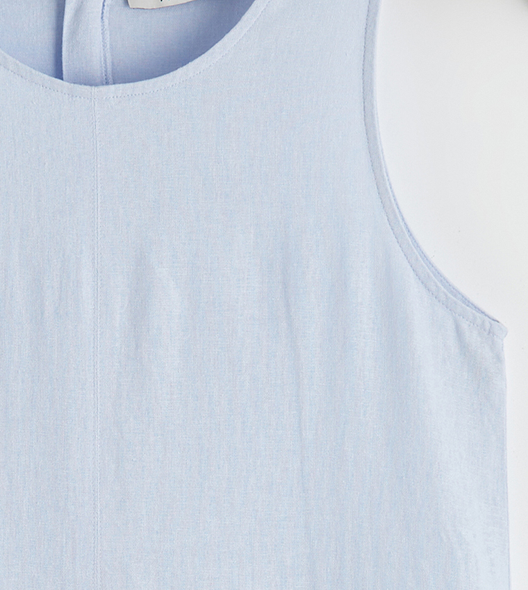 Seam Detail Sleeveless Crew Neck Maxi Dress