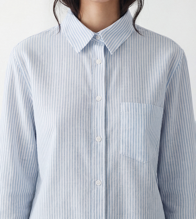 Striped Linen Blend Oversized Shirt