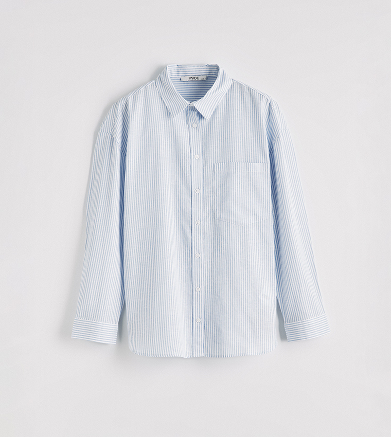 Striped Linen Blend Oversized Shirt