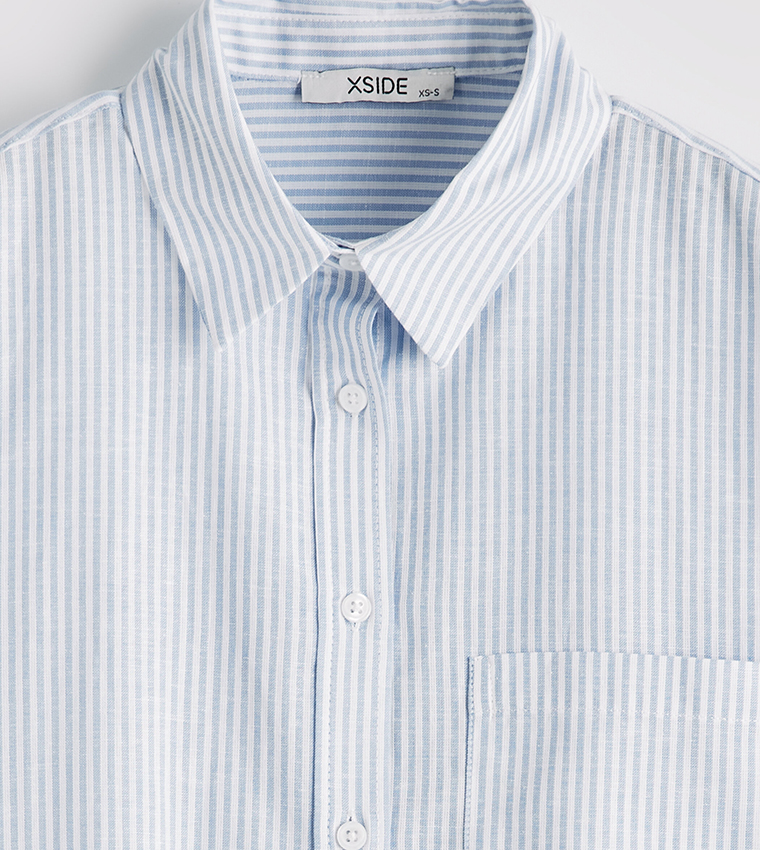 Striped Linen Blend Oversized Shirt