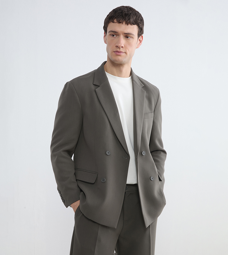 Double Breasted Lapel Collar Blazer