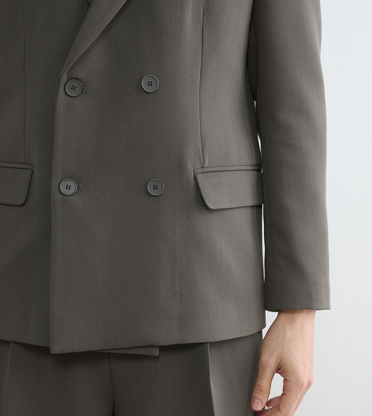 Double Breasted Lapel Collar Blazer