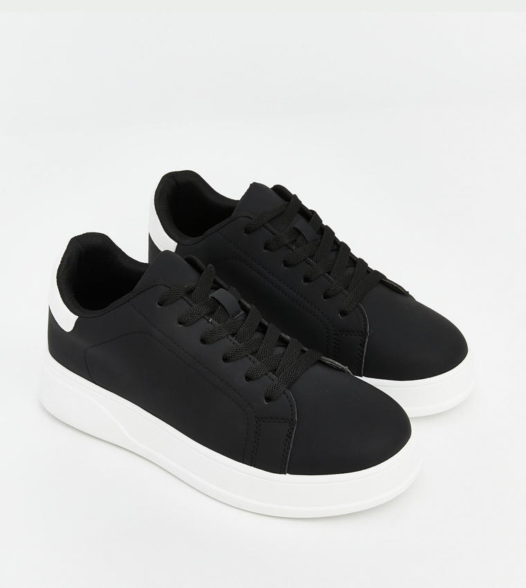 Solid Lace-Up Sneakers
