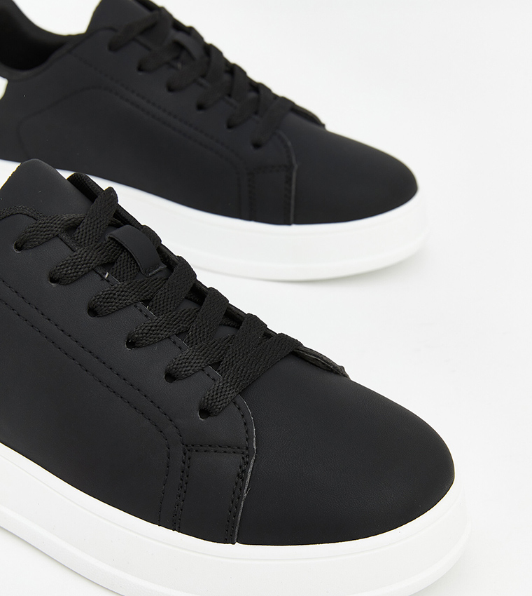 Solid Lace-Up Sneakers