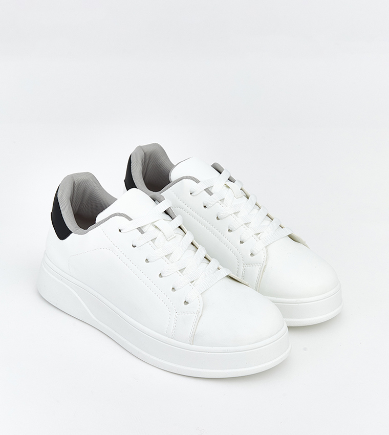 Solid Lace-Up Sneakers