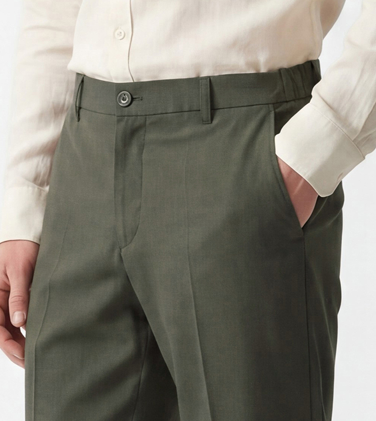 Solid Tapered Fit Formal Trousers