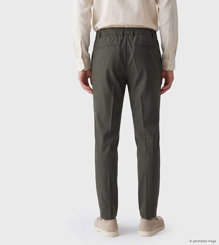 Solid Tapered Fit Formal Trousers