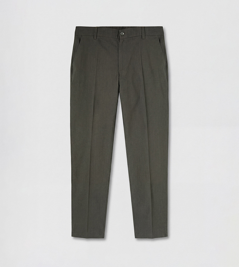 Solid Tapered Fit Formal Trousers