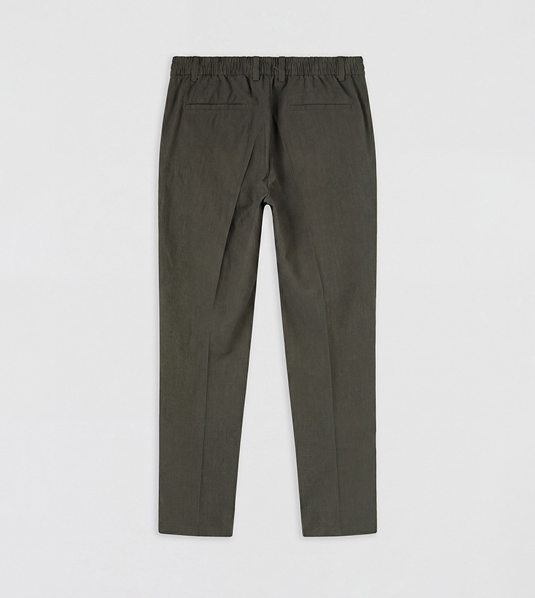 Solid Tapered Fit Formal Trousers
