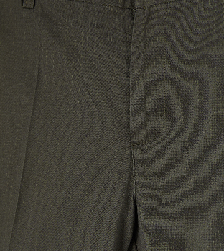 Solid Tapered Fit Formal Trousers