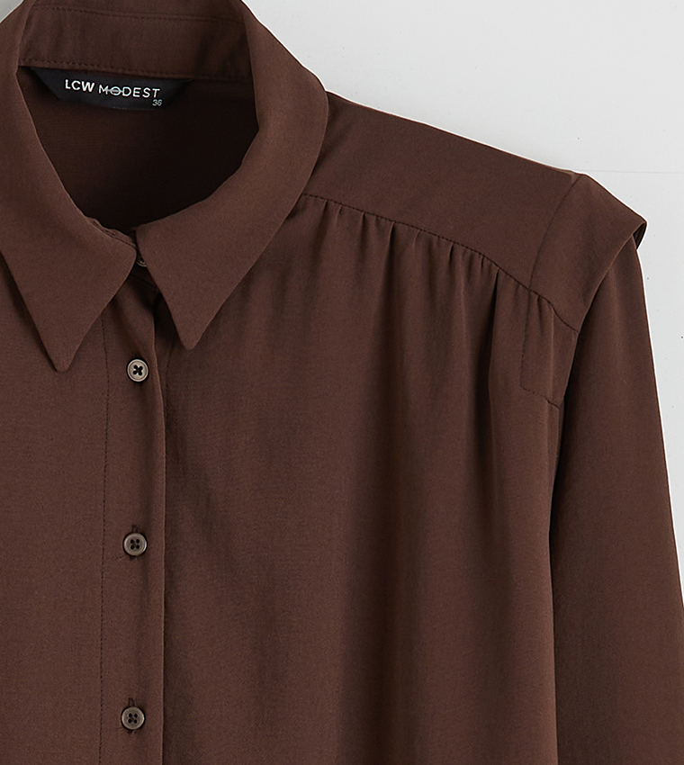 Long Sleeves Gathered Oversized Tunic Shirt