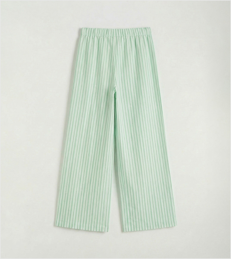 Striped Elastic Waist Wide Leg Pants