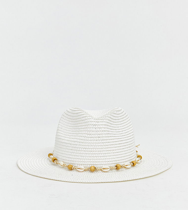Shell Beaded Straw Hat