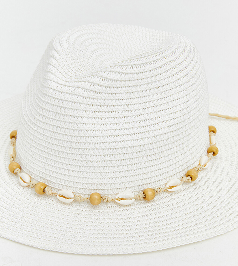 Shell Beaded Straw Hat