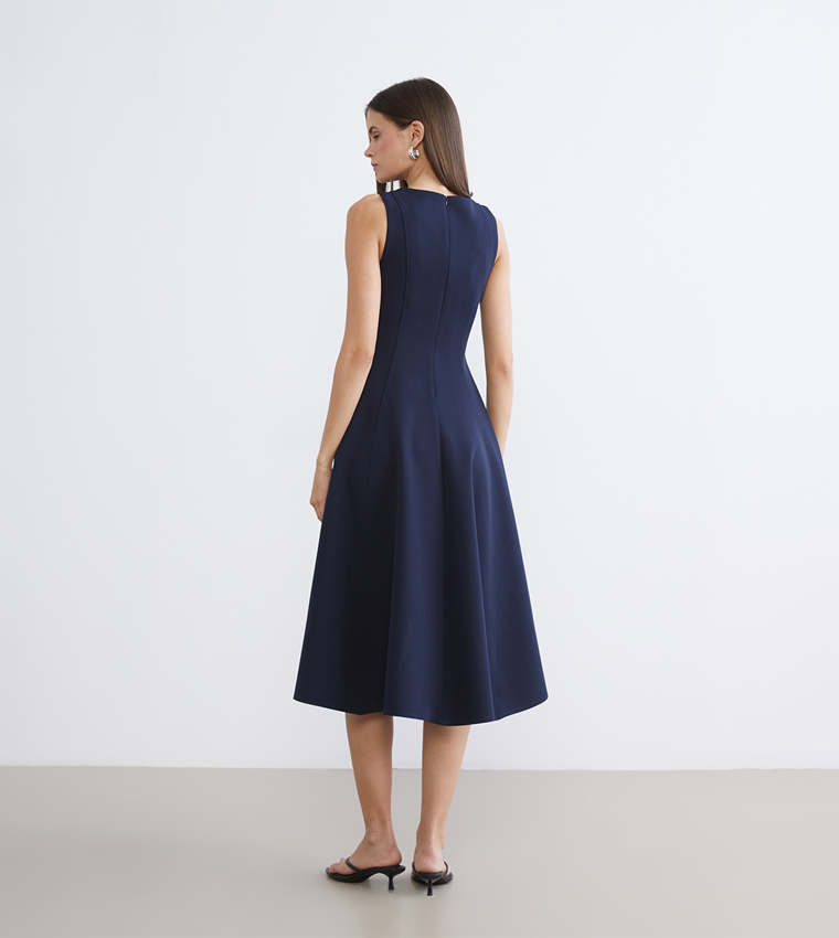 Solid Sleeveless Peplum Dress