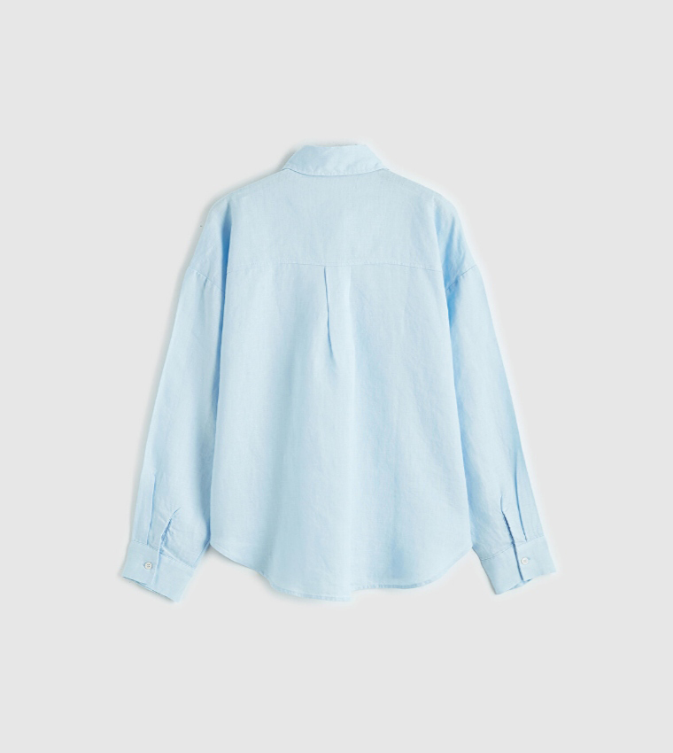 Solid Long Sleeves Oversized Shirt