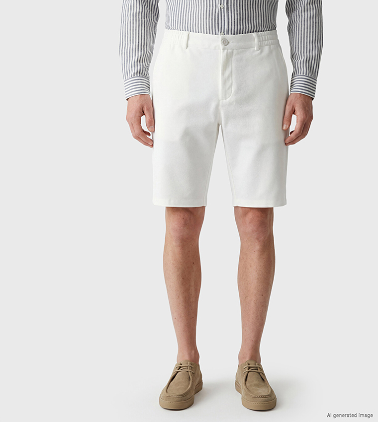 Solid Button Closure Shorts