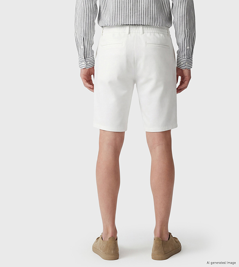 Solid Button Closure Shorts