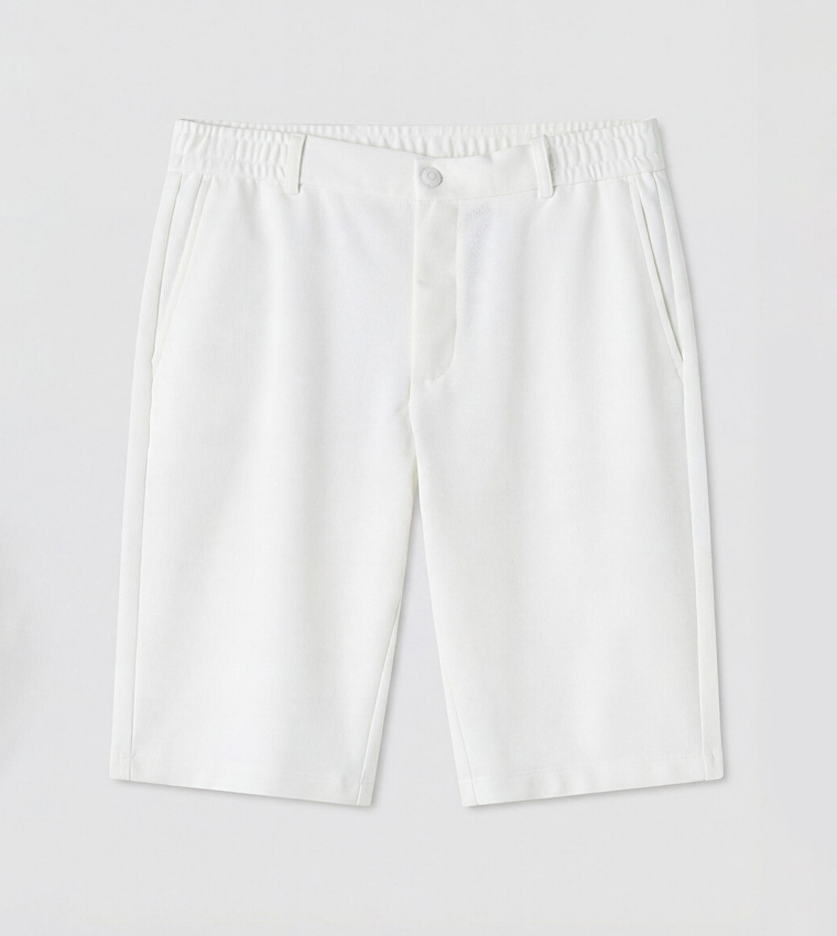 Solid Button Closure Shorts