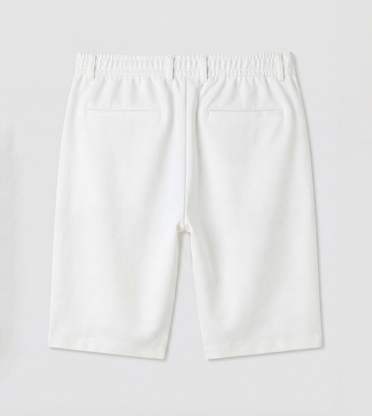 Solid Button Closure Shorts