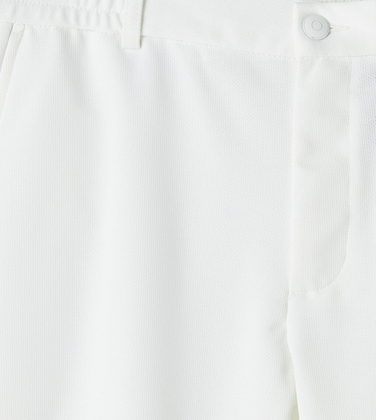 Solid Button Closure Shorts
