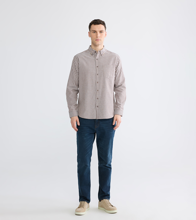 قميص أكسفورد مخطط كم طويل