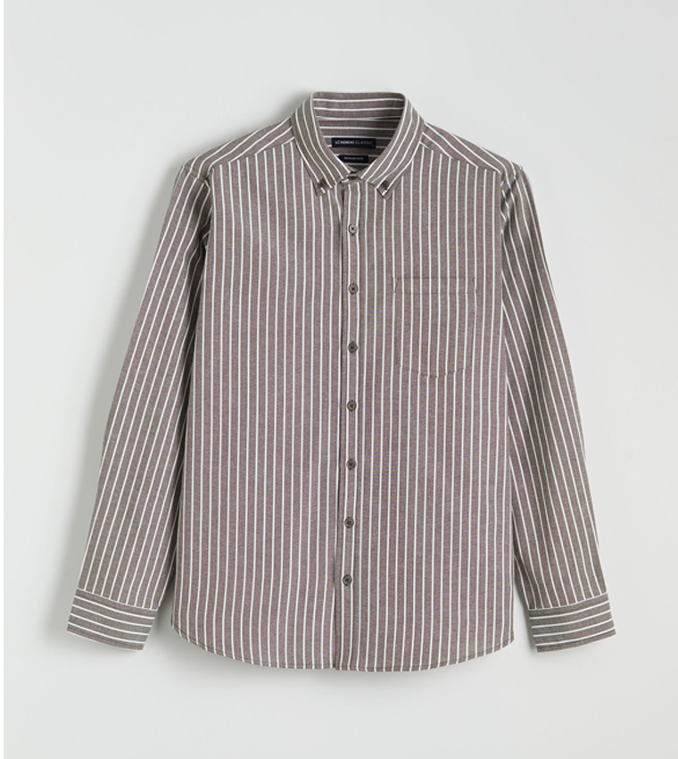 قميص أكسفورد مخطط كم طويل