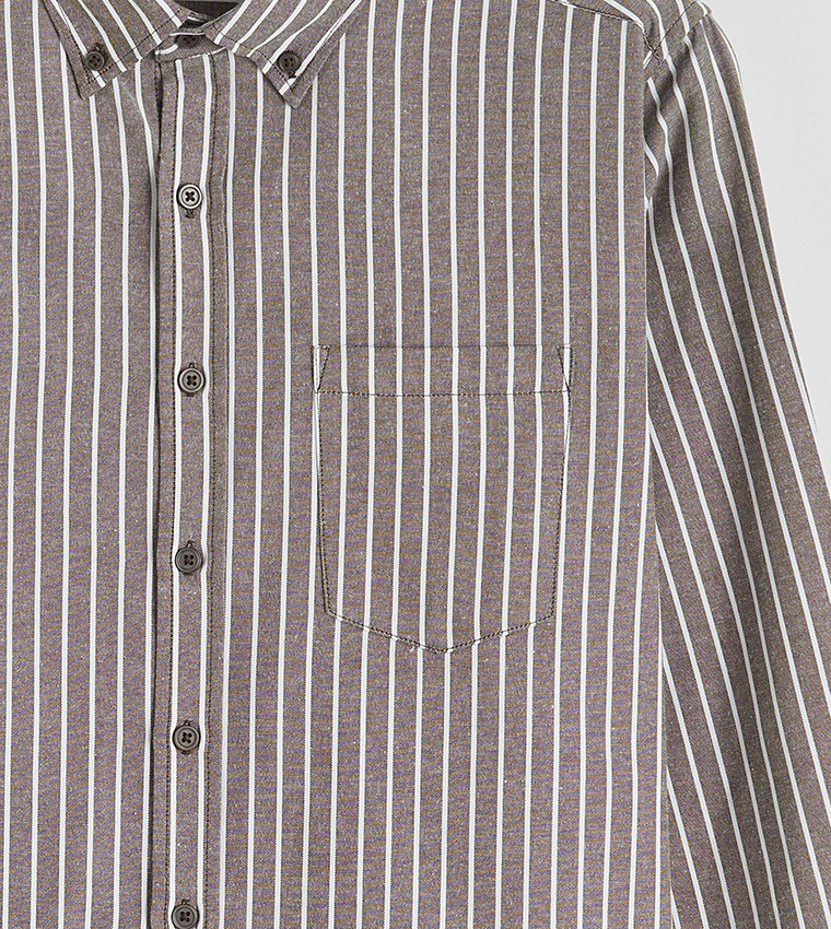 قميص أكسفورد مخطط كم طويل