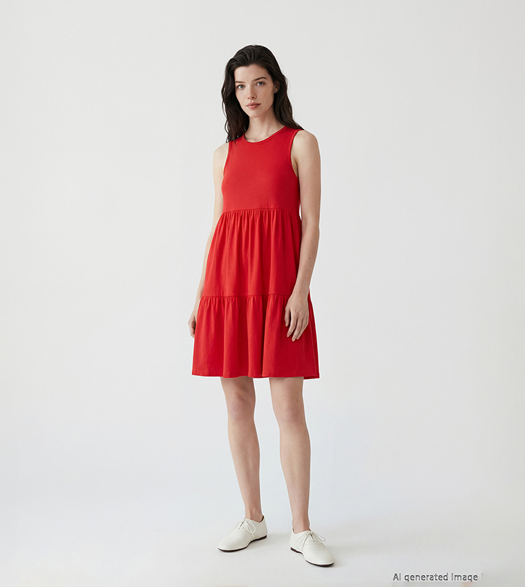 LC Waikiki  Midi Dresses - Red Casual Tops