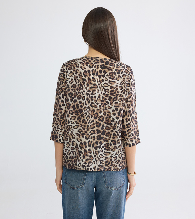 Leopard Print V-Neck Top
