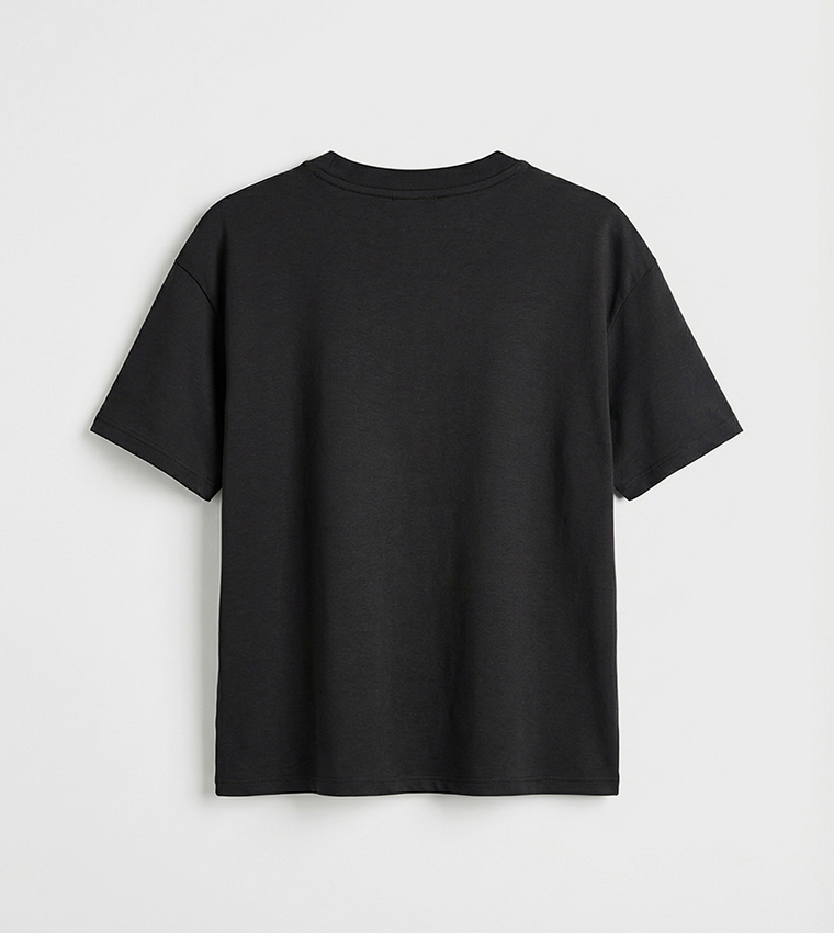 تيشيرت ناعم بقبة مستديرة وطبعة فهد 