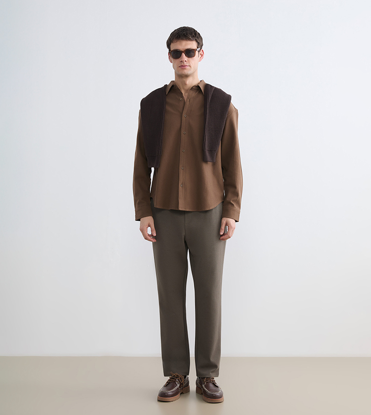 Solid Long Sleeves Dobby Shirt