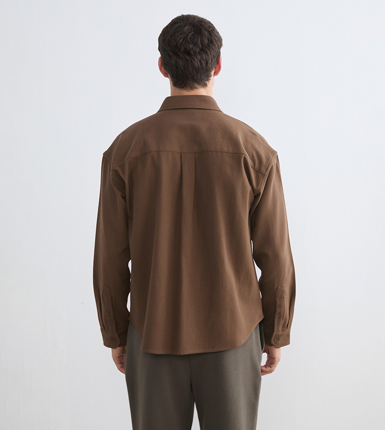 Solid Long Sleeves Dobby Shirt