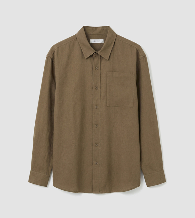 Solid Long Sleeves Dobby Shirt