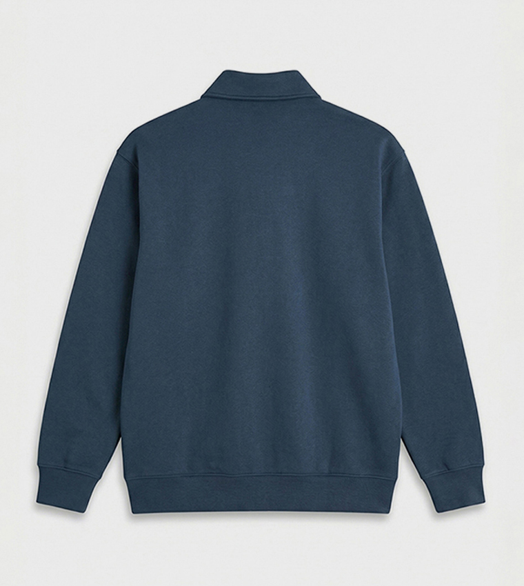 Solid Collared Long Sleeves Sweatshirt