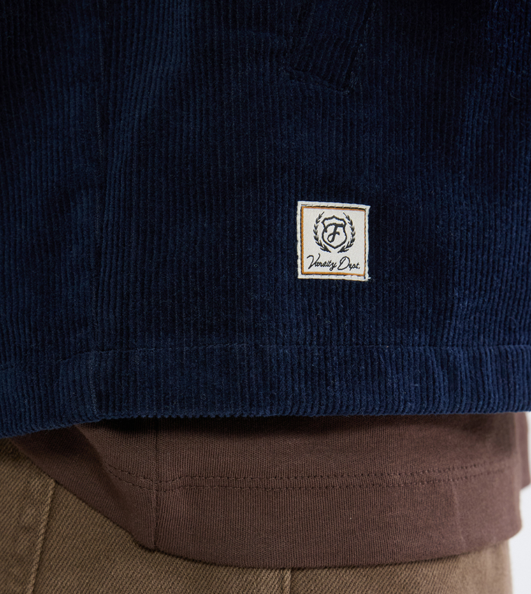 Embroidery Detail Long Sleeves Velvet Shacket