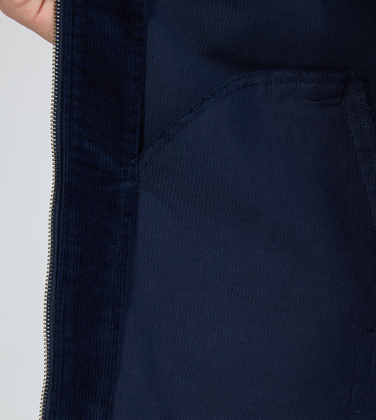 Embroidery Detail Long Sleeves Velvet Shacket