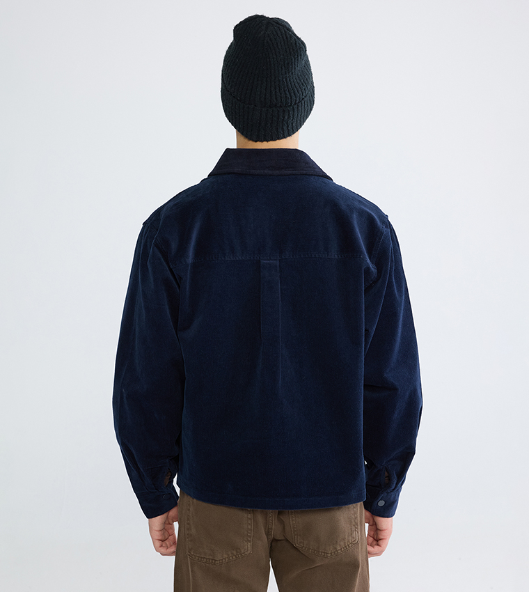 Embroidery Detail Long Sleeves Velvet Shacket