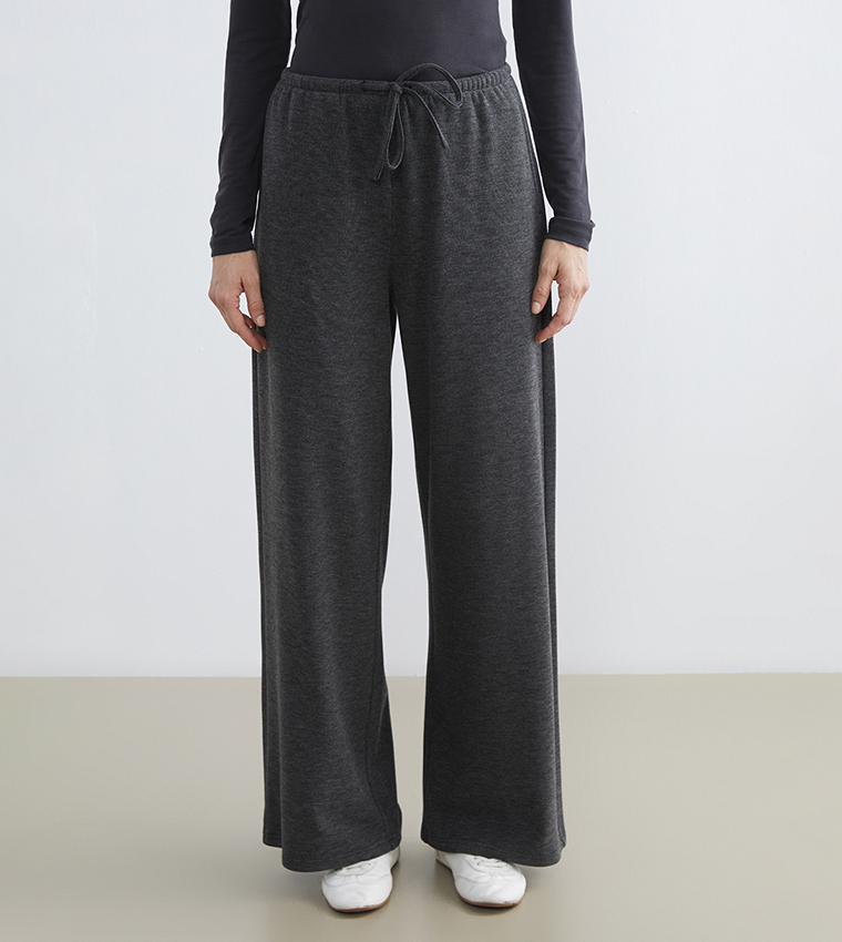 Drawstring Waist Wide Leg Sweatpants